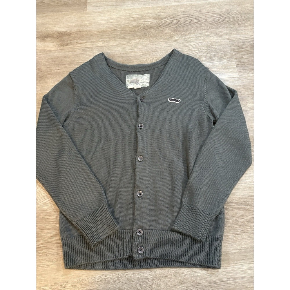 Toddland Mustache Cardigan Sweater Mens Size M Green‎ Eclectic Grandpa